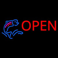 Fish Logo Open Block Neonskylt