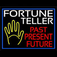 Fortune Teller Past Present Future Blue Border Neonskylt