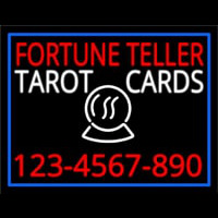 Fortune Teller Tarot Cards With Phone Number Blue Border Neonskylt