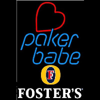 Fosters Poker Girl Heart Babe Beer Sign Neonskylt