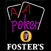 Fosters Purple Lettering Red Aces White Cards Beer Sign Neonskylt