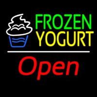 Frozen Yogurt Open White Line Neonskylt