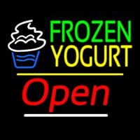 Frozen Yogurt Open Yellow Line Neonskylt