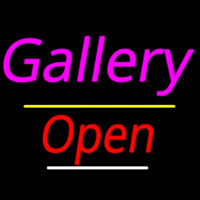 Gallery Open Yellow Line Neonskylt
