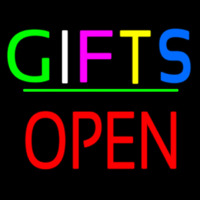 Gifts Block Open Green Line Neonskylt