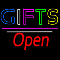 Gifts Block Open White Line Neonskylt