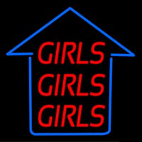 Girls Girls Girls Blue Arrow Neonskylt