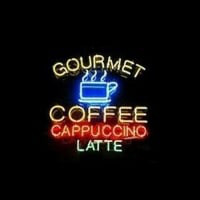 Gourmet Coffee Cappuccino Latte Butik Öppet Neonskylt
