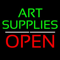 Green Art Supplies With Open 1 Neonskylt