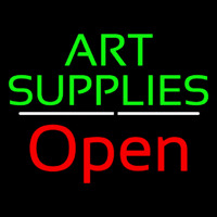 Green Art Supplies With Open 2 Neonskylt
