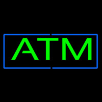 Green Atm Blue Border Neonskylt