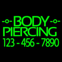 Green Body Piercing With Phone Number Neonskylt