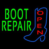 Green Boot Repair With Logo Open Neonskylt