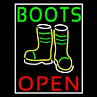 Green Boots With Logo Open Neonskylt