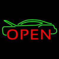 Green Car Open Neonskylt