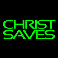 Green Christ Saves Neonskylt