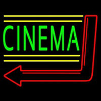 Green Cinema With Arrow Neonskylt