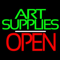 Green Double Stroke Art Supplies With Open 1 Neonskylt