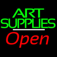 Green Double Stroke Art Supplies With Open 2 Neonskylt