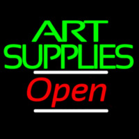 Green Double Stroke Art Supplies With Open 3 Neonskylt