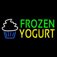 Green Frozen Yogurt Yellow Logo Neonskylt