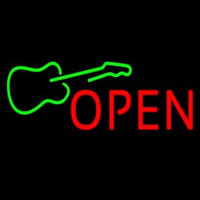 Green Guitar Open Neonskylt