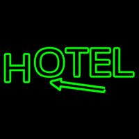 Green Hotel With Arrow Neonskylt