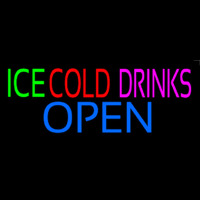 Green Ice Red Cold Drinks Open Neonskylt