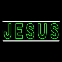 Green Jesus Block Neonskylt