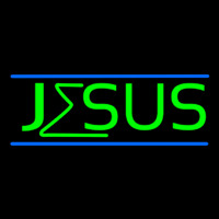 Green Jesus Blue Line Neonskylt