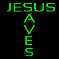 Green Jesus Saves Neonskylt