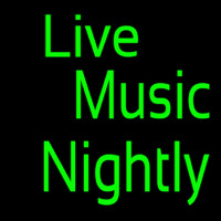 Green Live Music Nightly Block Neonskylt