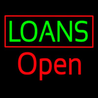 Green Loans Red Border Open Neonskylt