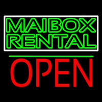 Green Mailbo  Rental Block With Open 1 Neonskylt