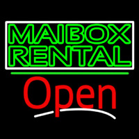 Green Mailbo  Rental Block With Open 3 Neonskylt