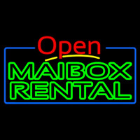 Green Mailbo  Rental Block With Open 4 Neonskylt