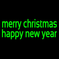 Green Merry Christmas Happy New Year Neonskylt