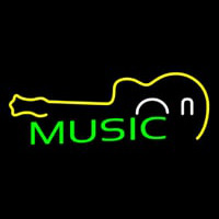 Green Music With Guitar Neonskylt