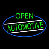 Green Open Automotive Oval With Blue Border Neonskylt
