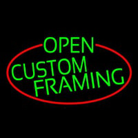 Green Open Custom Framing Oval With Red Border Neonskylt