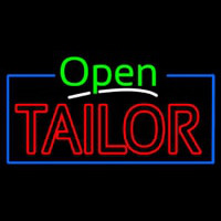 Green Open Double Stroke Tailor Neonskylt