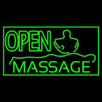 Green Open Massage Neonskylt