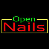 Green Open Nails Neonskylt