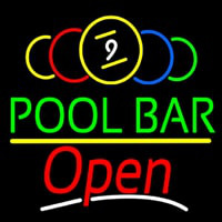 Green Pool Bar Open Neonskylt