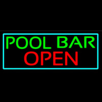 Green Pool Bar Open With Turquoise Border Neonskylt