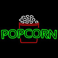 Green Pop Corn Logo Neonskylt