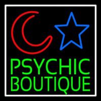 Green Psychic Boutique White Border Neonskylt