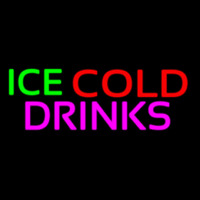 Green Red Ice Cold Drinks Neonskylt