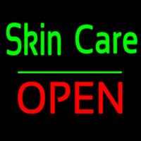Green Skin Care Block Open Neonskylt