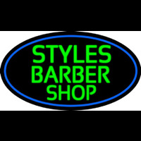 Green Styles Barber Shop With Blue Border Neonskylt